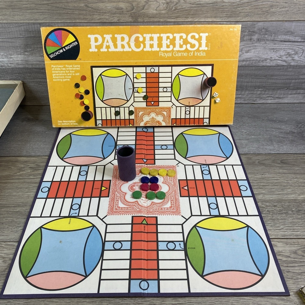 Parcheesi Board Game Royal Game‎ of India Selchow & Righter 1982 InComplete